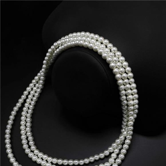 Layered Pearl Necklace, Cream White - Picture 2 of 6